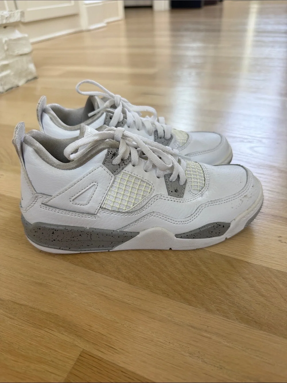 Kids White and Gray Athletic Sneakers - Comfortable Everyday Shoes
